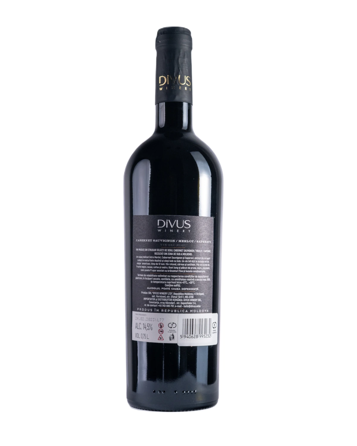 Divus Cabernet Sauvignon, Merlot, Saperavi, sec, 0,75l - imagine 2